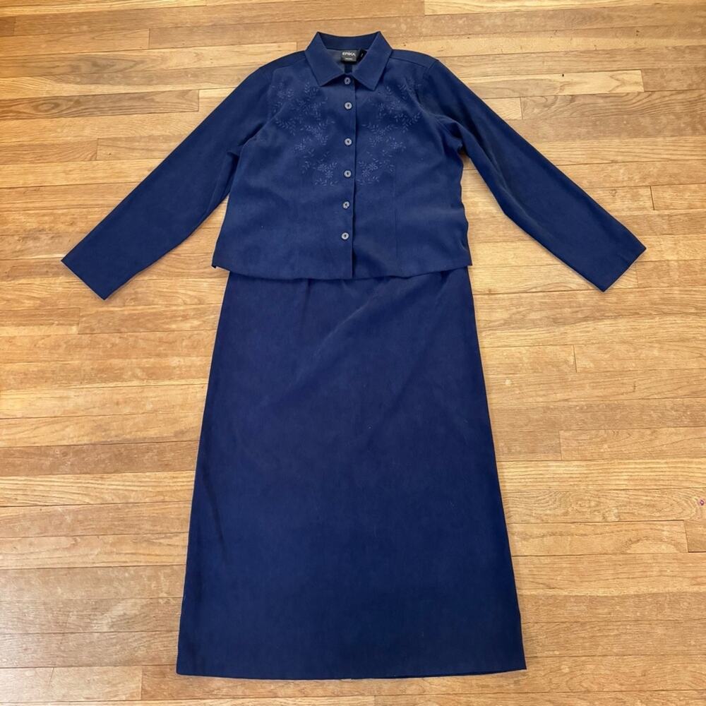 Erica two-piece navy blue maxi dress with jacket size medium M
 b16